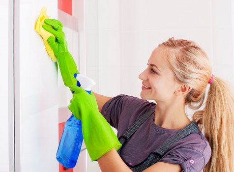 After builders cleaning of a newly renovated living space with dust removal