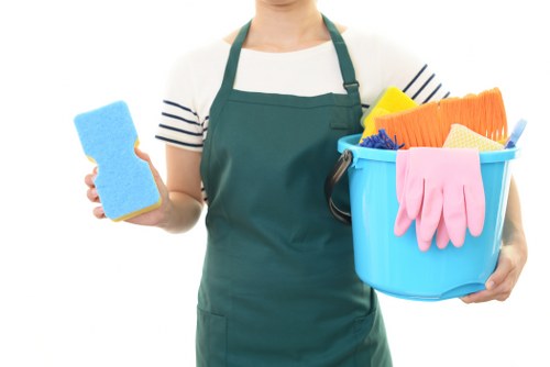 Office cleaning in a modern reception area